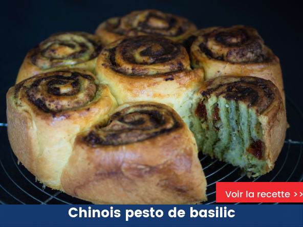Chinois pesto de basilic, tomates confites et mozzarella